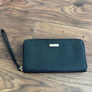 Kate Spade Black Wallet wristlet with Gold Accents